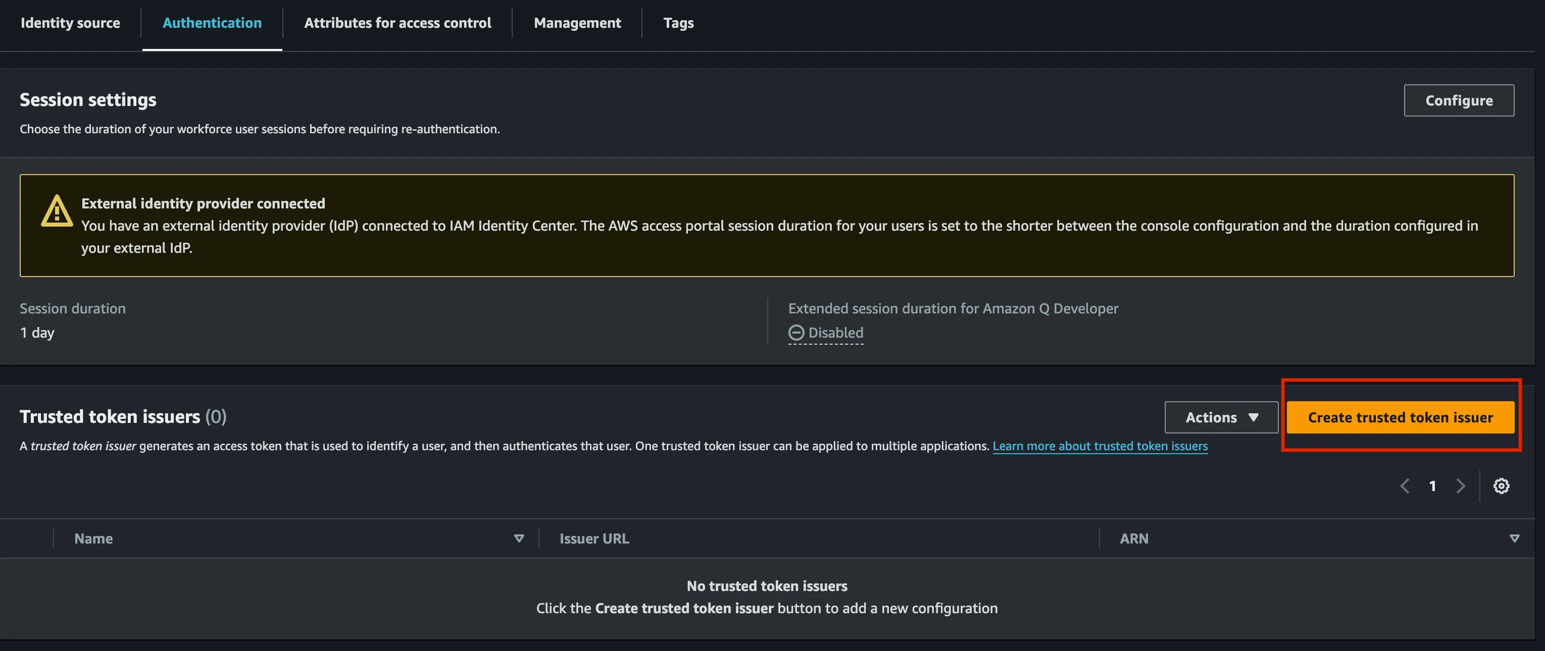 Create Trusted Token Issuer - Step 1