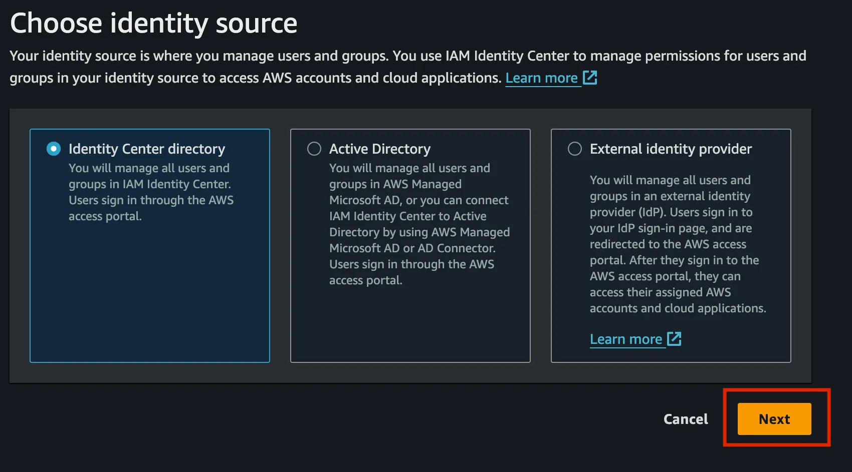Select Identity Source